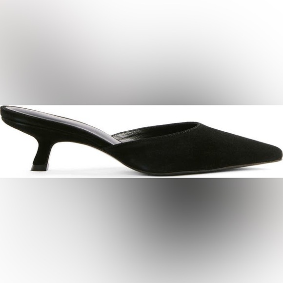 Reformation Wilda Pointed Toe Kitten Mule Slide Black Suede Sz 10 - Picture 13 of 16